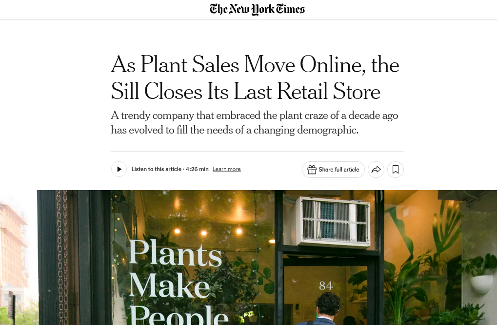 photo: As Plant Sales Move Online, the Sill Closes Its Last Retail Store