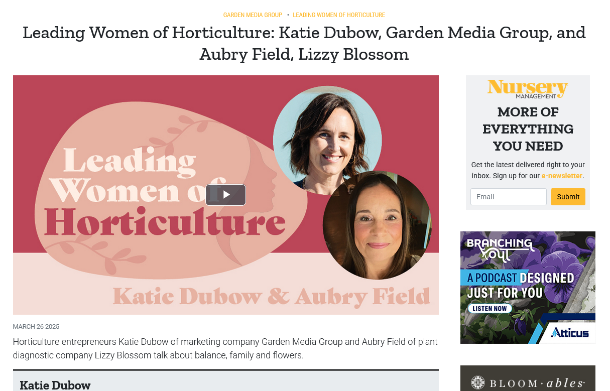 photo: Leading Women of Horticulture: Katie Dubow, Garden Media Group, and Aubry Field, Lizzy Blossom